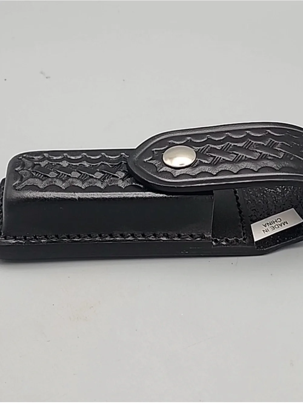 Men's Black Leather Tool/Key Sheath with Snap Closure